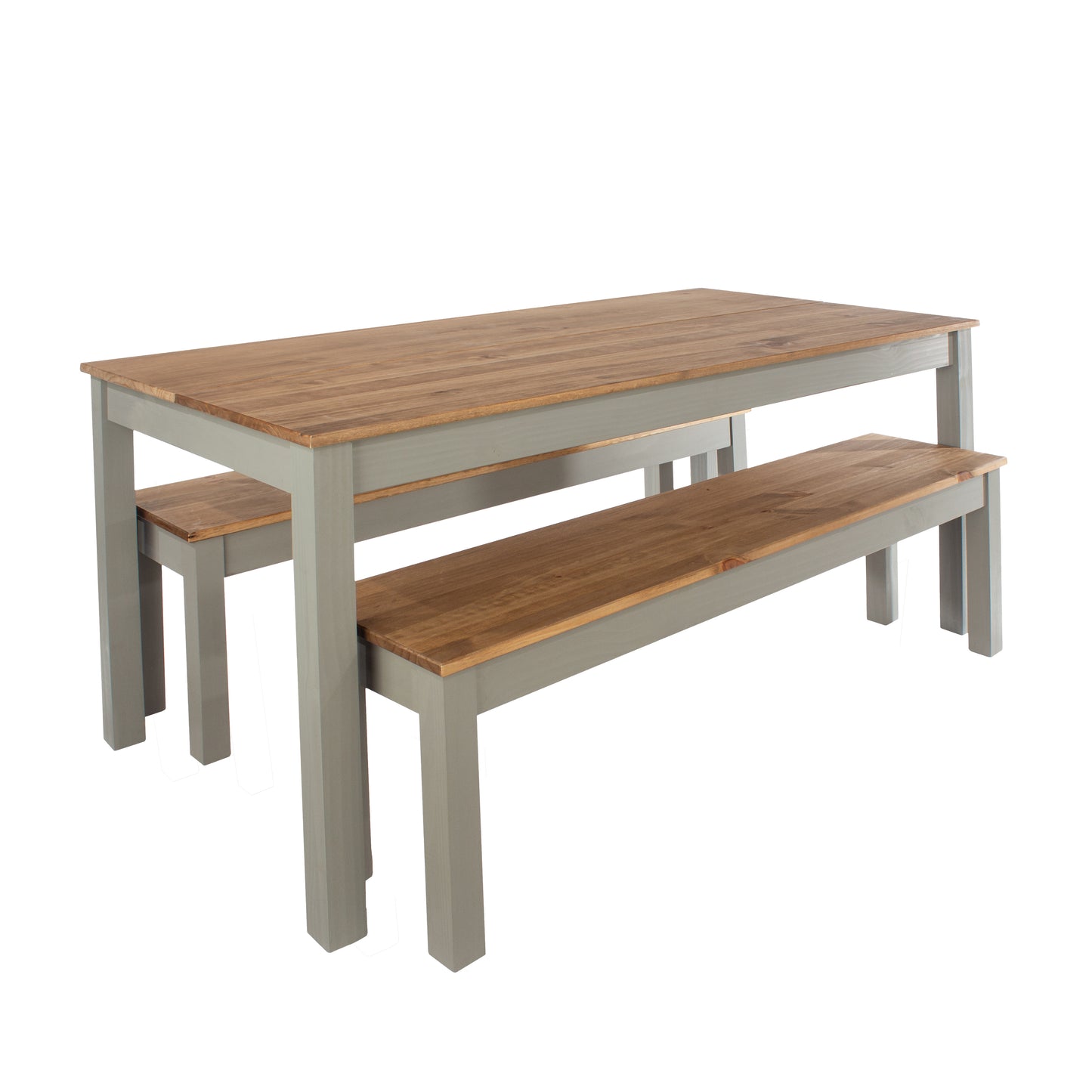 Corona Grey Linea Large Dining Table and 2 Dining Bench Set