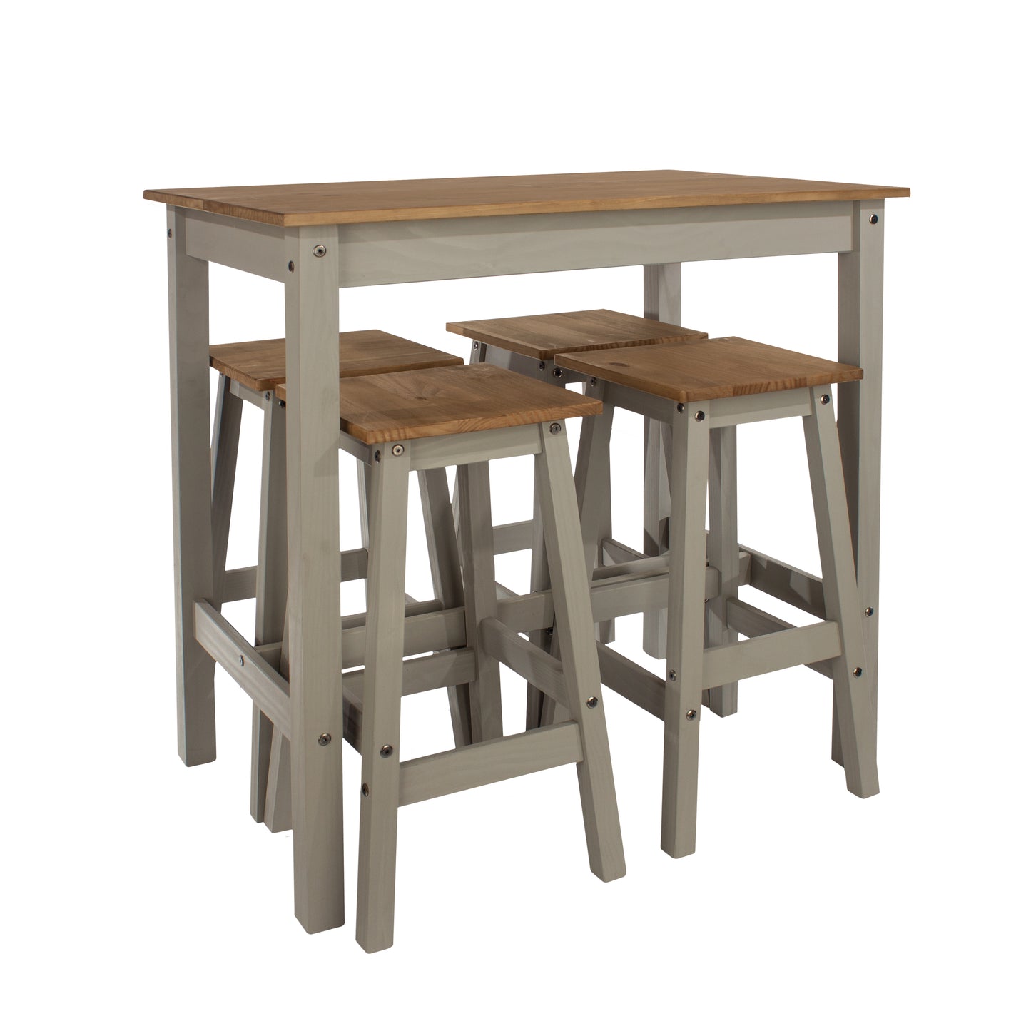 Corona Grey Linea Breakfast Table & 4 High Stool Set