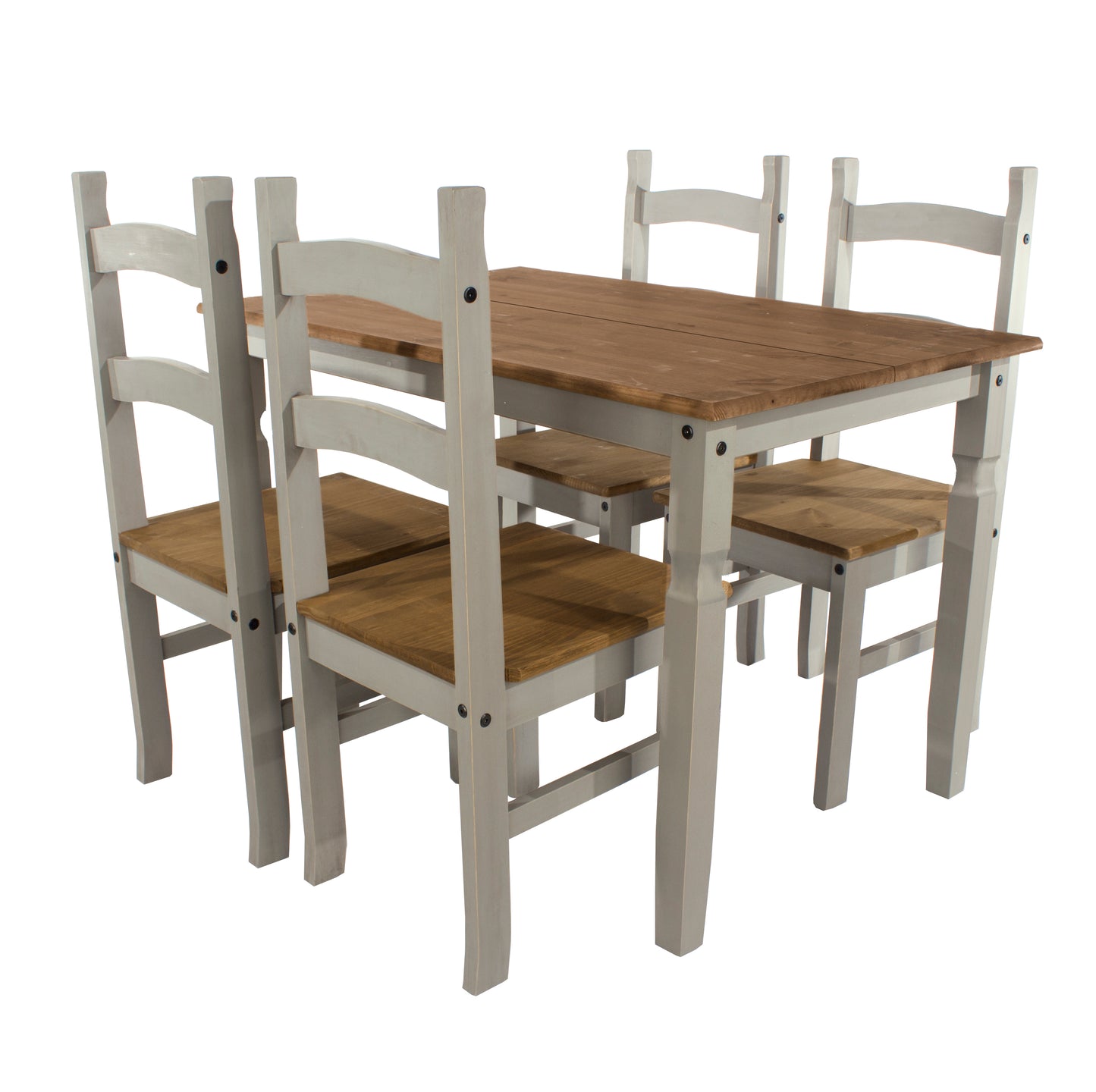 Corona Grey Rectangular Large Dining Table & 4 Chair Set