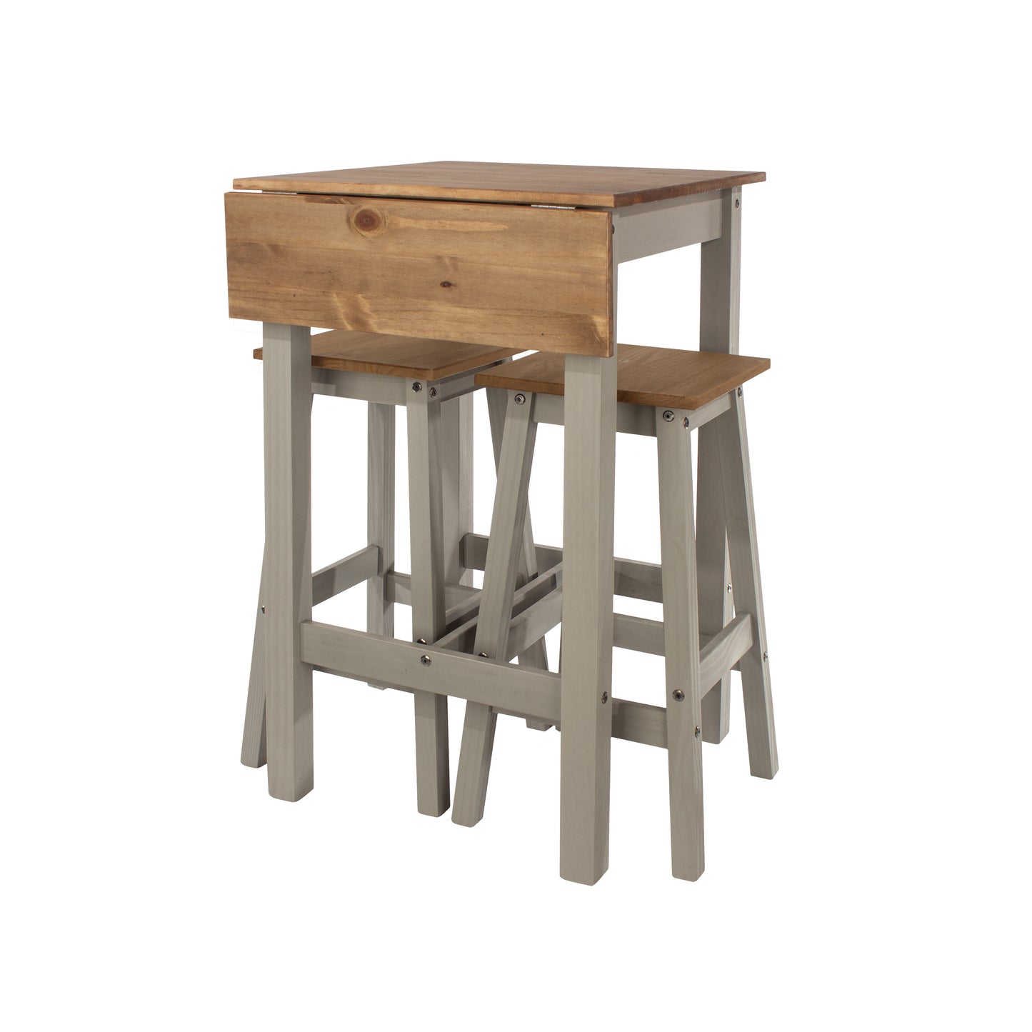 Corona Grey Linea Drop Leaf Breakfast Table & 2 High Stools Set