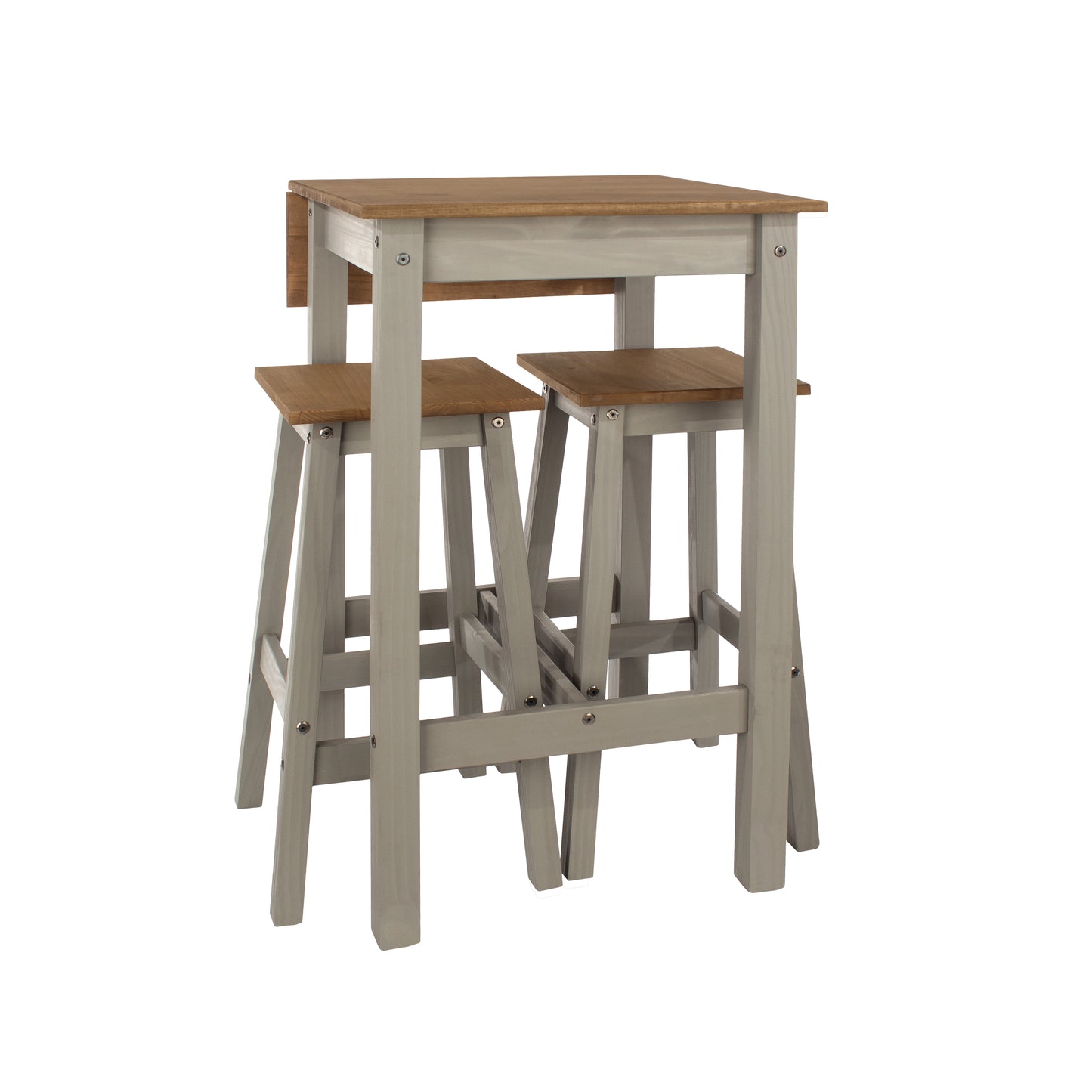 Corona Grey Linea Drop Leaf Breakfast Table & 2 High Stools Set