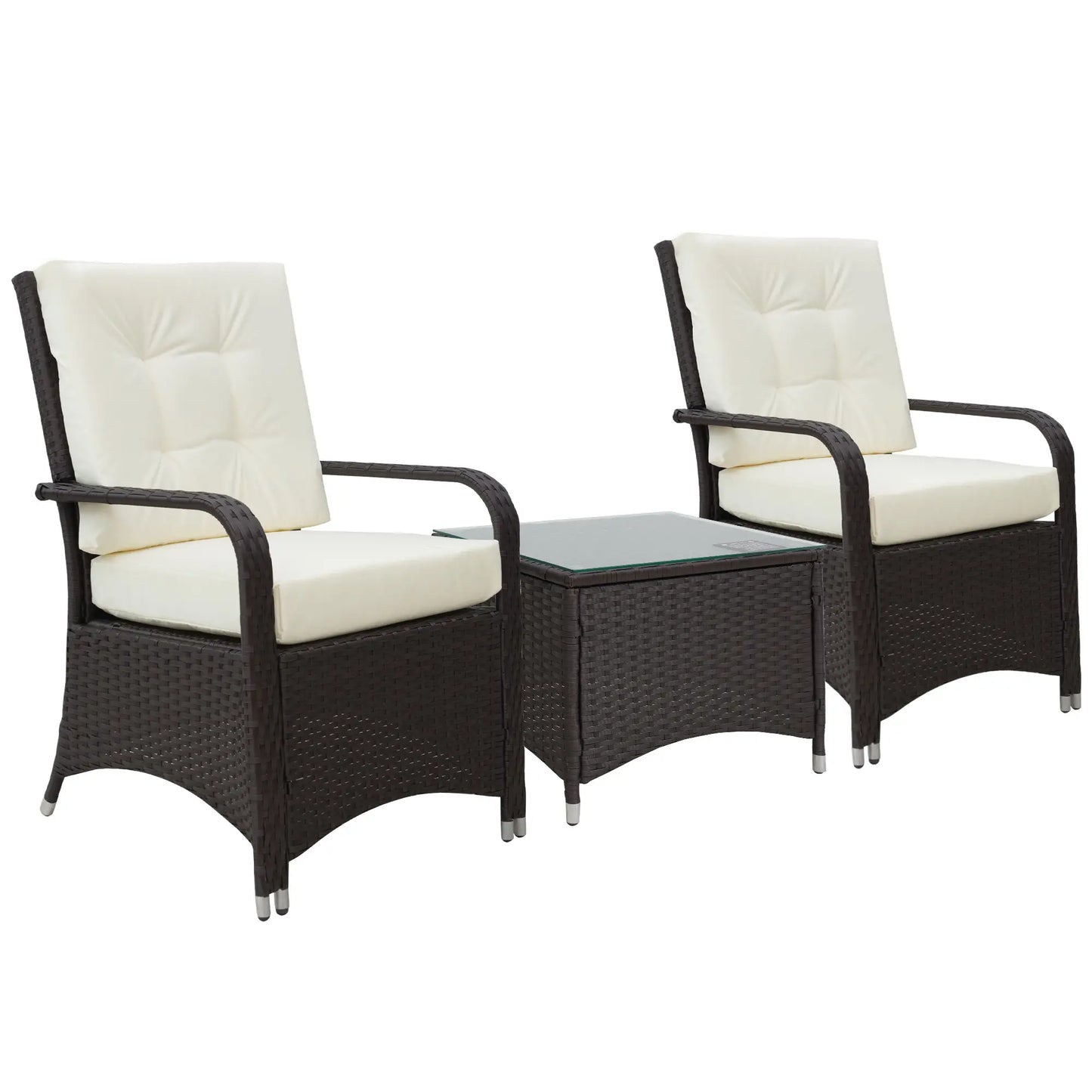 Outsunny Cream Rattan Bistro Set – 3pc Garden Furniture with Cushions & Cover