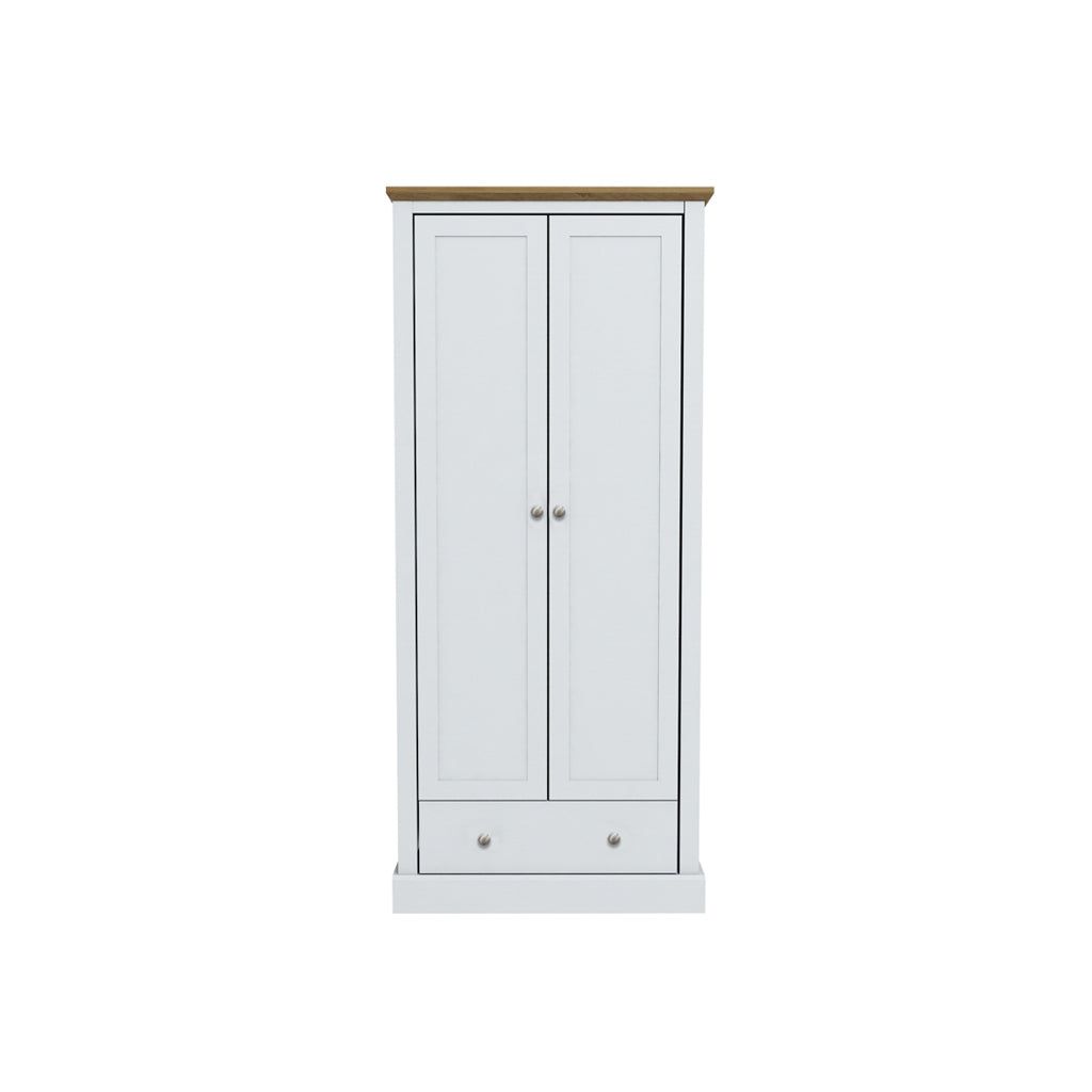 Devon 2 Door and 1 Drawer Wardrobe White and Oak