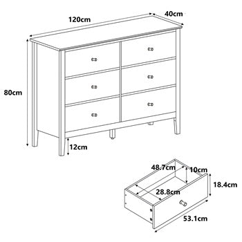 Henley Oak Effect 3+3 (wide) Chest of Drawers