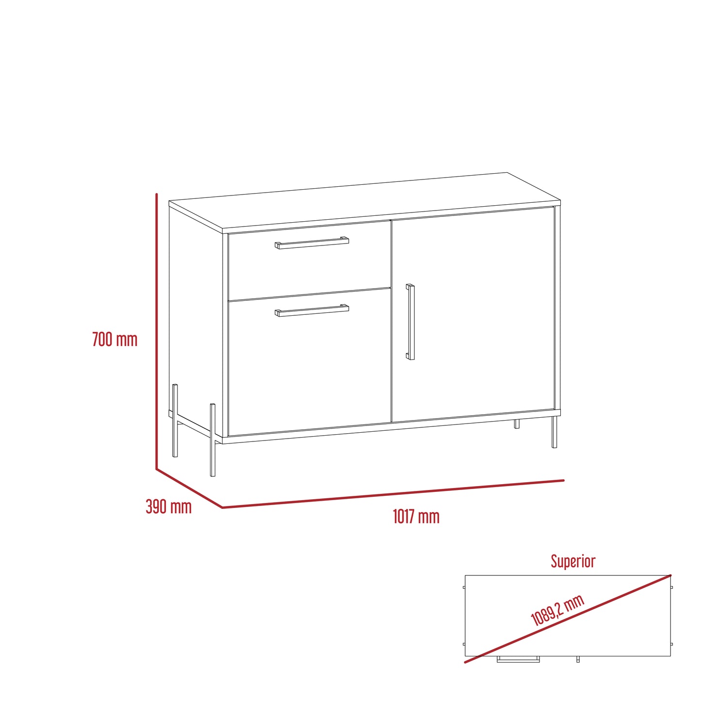 Harvard Small Sideboard with 2 Doors & 1 Drawer