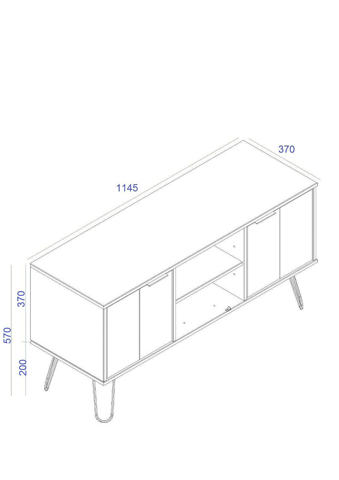 Augusta Grey 2 Door 2 Shelf Flat Screen TV Unit