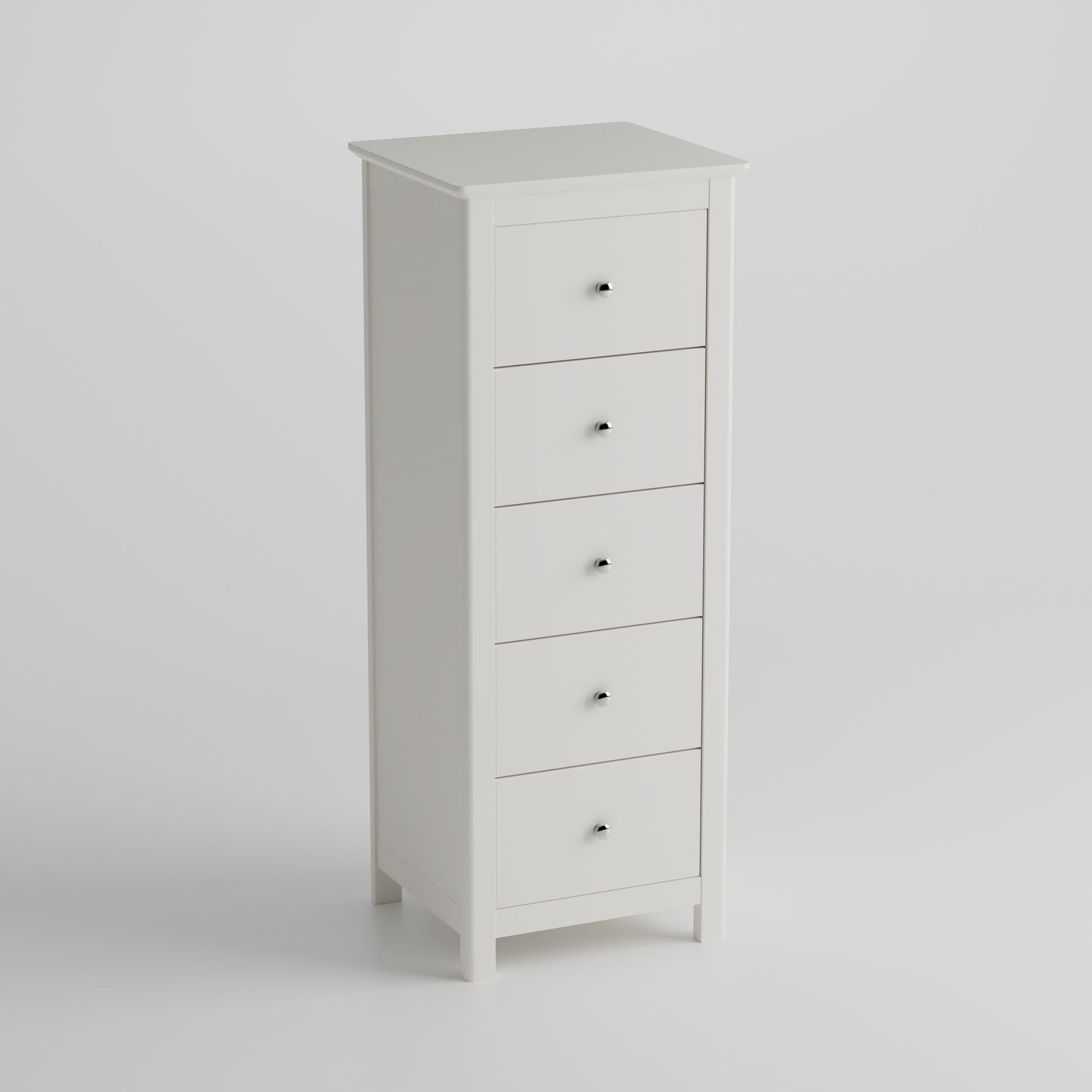 Nairn - White 5 drawer narrow chest of drawers