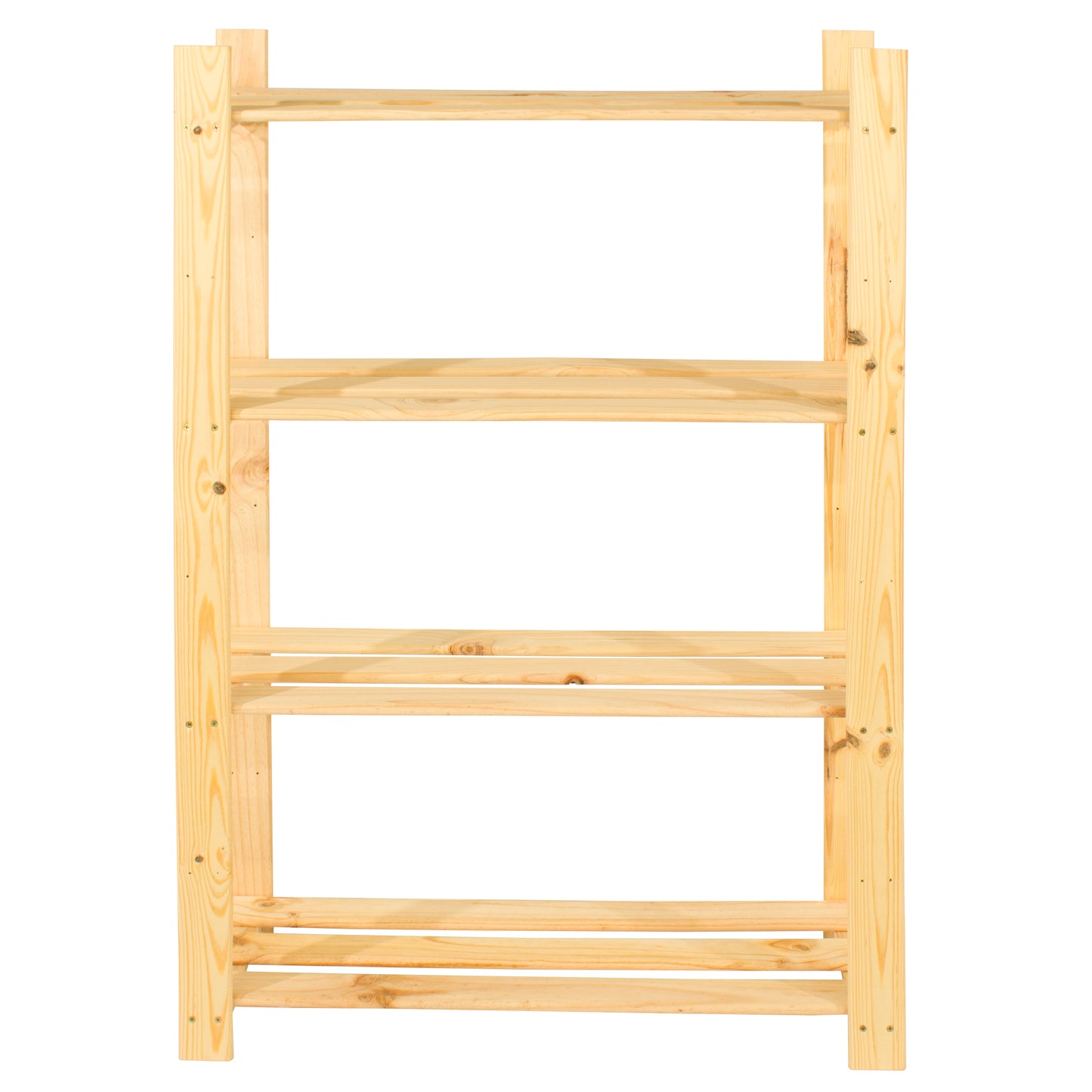 Solid Pine Slatted Storage Unit 4 Shelf Natural Wood Shelving