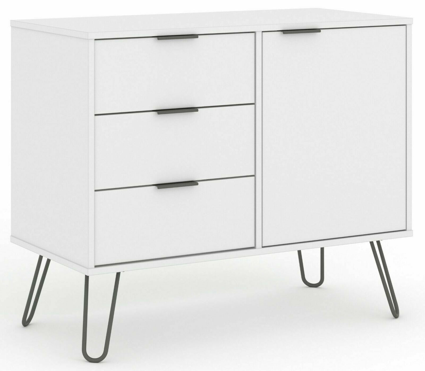Augusta White 1 Door 3 Drawers Small Sideboard