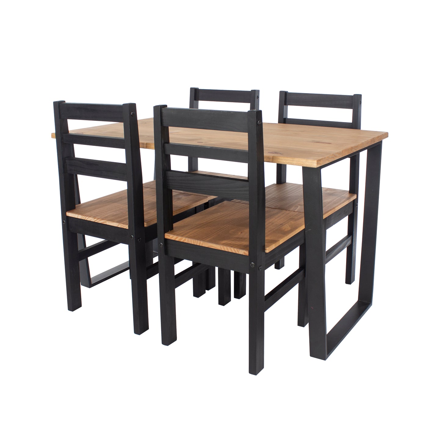 Texas Medium Rectangular Dining Table & 4 Linea Ladder Back Chairs Set