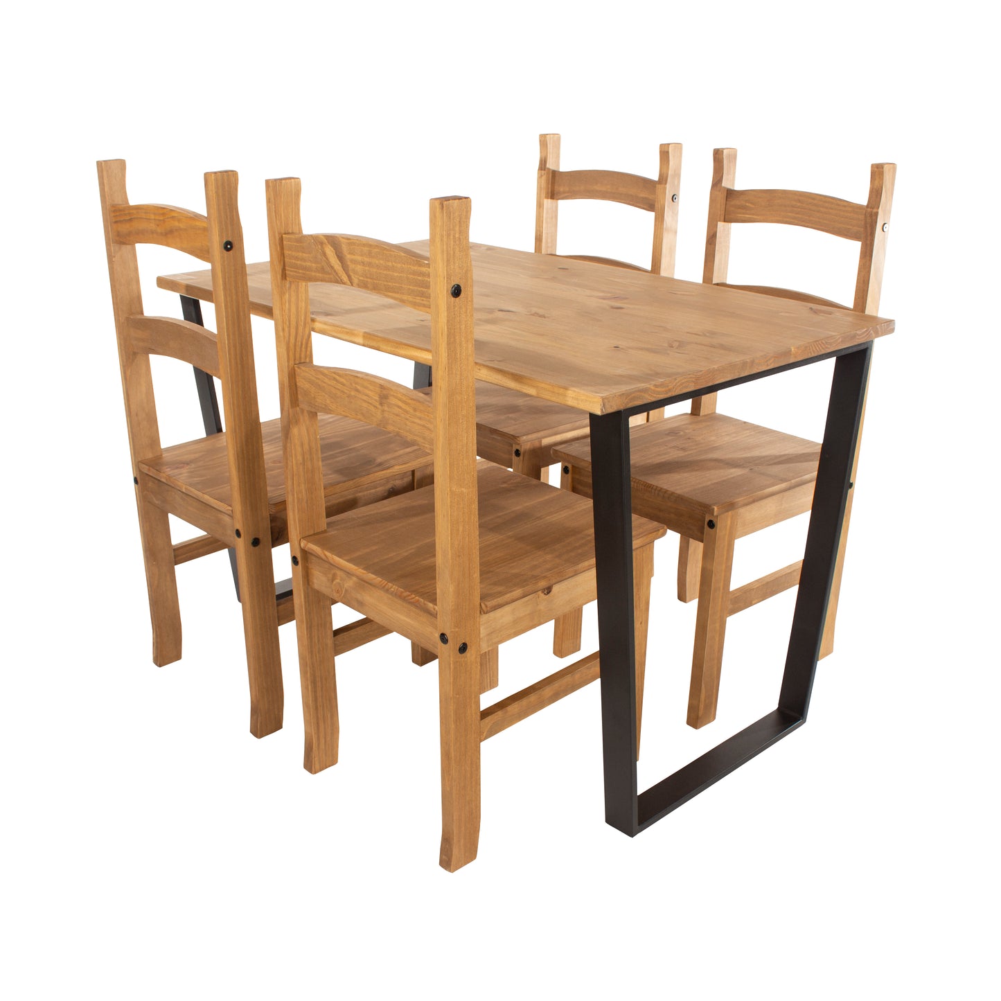 Texas Large Rectangular Dining Table & 4 Solid Pine Chairs Set