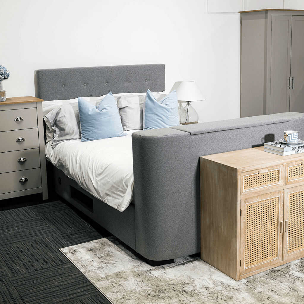 Toulouse Beach Washed Oak Effect 2 Door 2 Drawer Sideboard - Rattan Style Panels