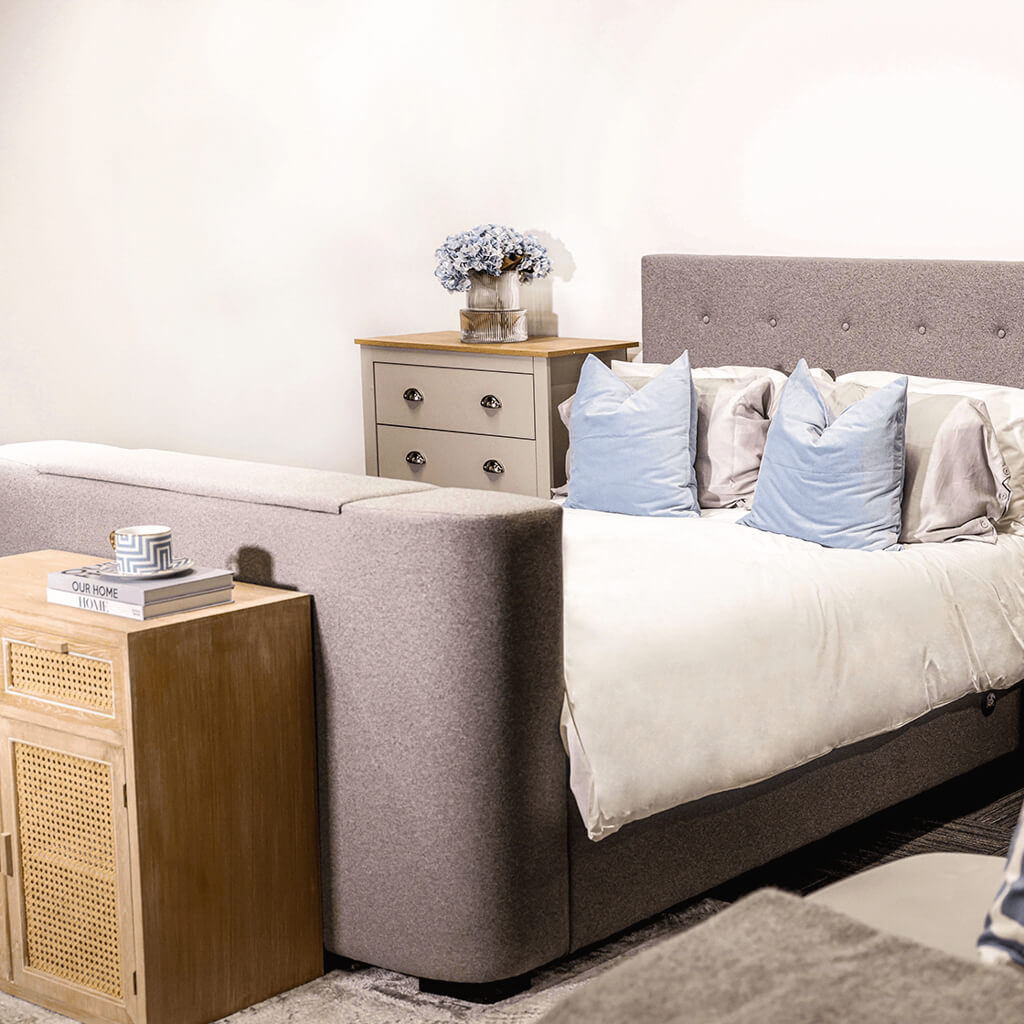 Toulouse Beach Washed Oak Effect 2 Door 2 Drawer Sideboard - Rattan Style Panels
