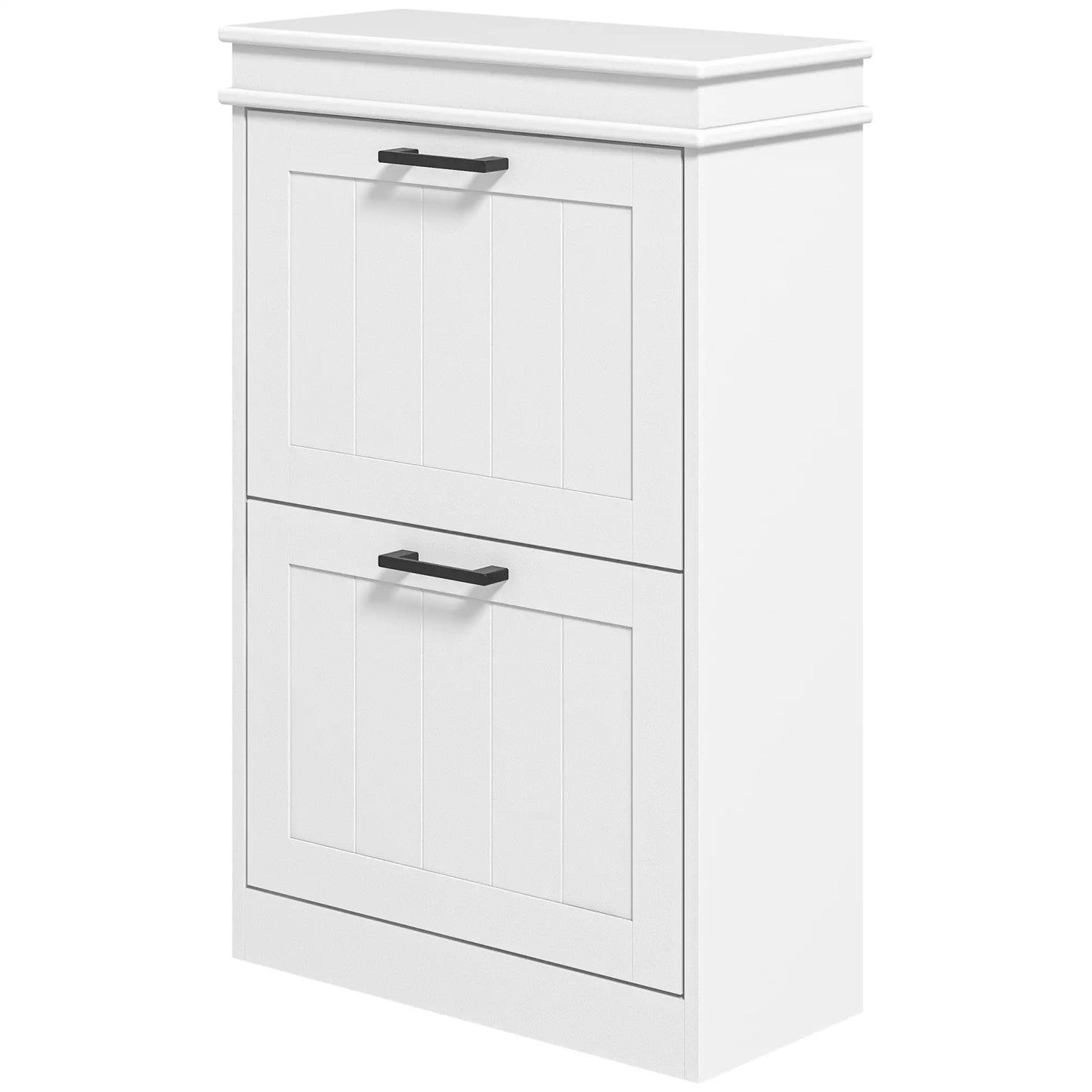 HOMCOM Slim Shoe Cabinet – 2 Drawer Storage Unit for 10 Pairs, White