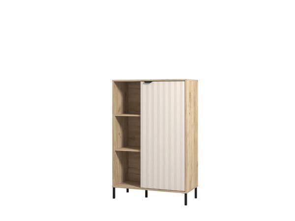Azurro Grey Oak Effect Cashmere Slatted High Sideboard/Display Unit