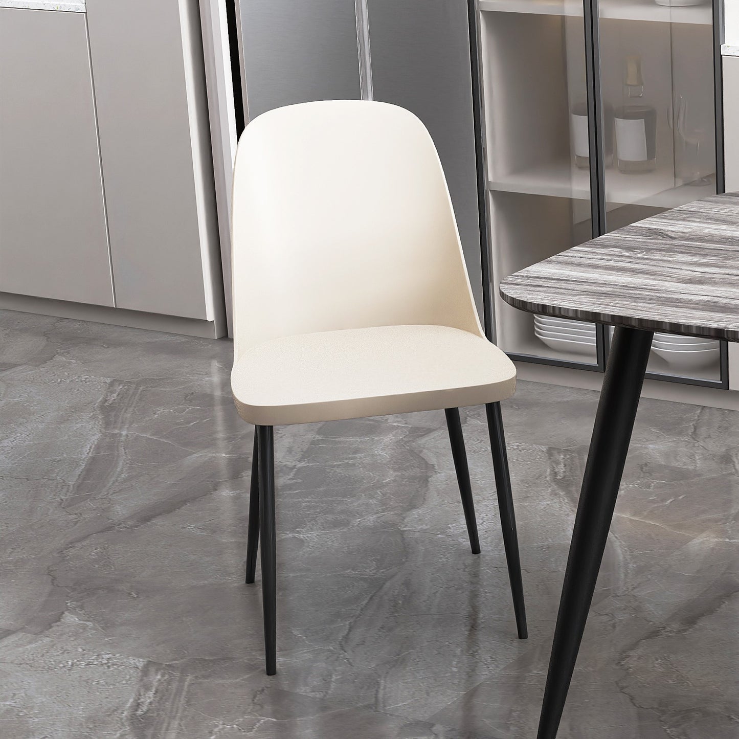 Aspen Pair of Duo Chair Calico Plastic Seat With Black Metal Legs