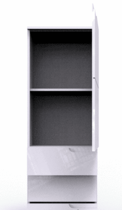 Santino White High Gloss Slim Tallboy Storage Unit with Cupboard and Drawers
