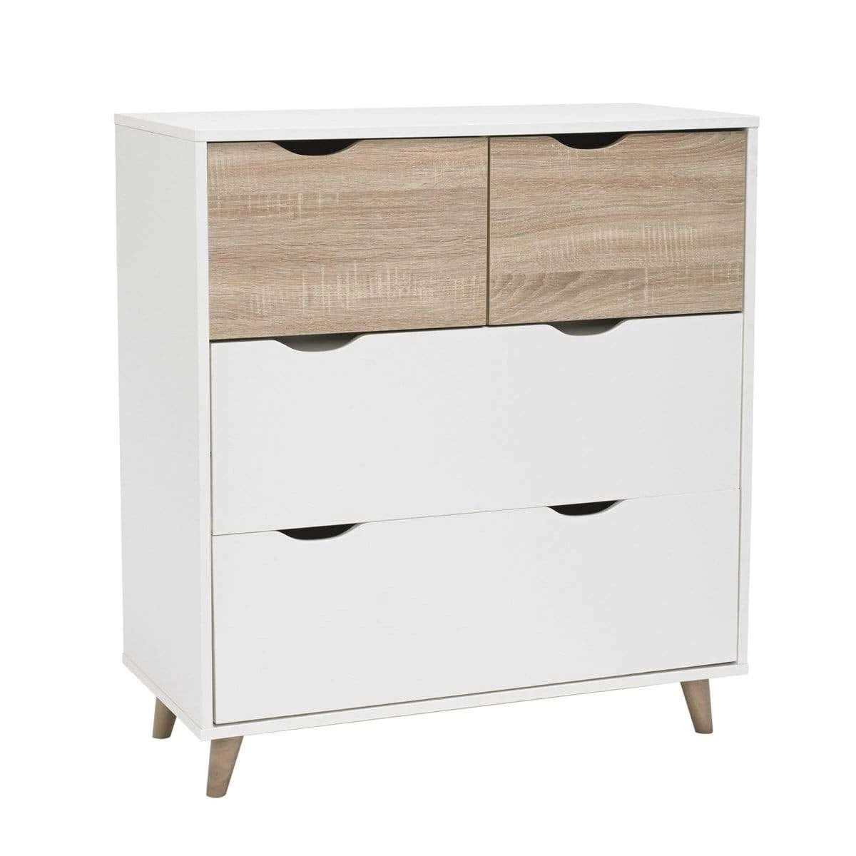 Chest of Drawers -Stockholm in White and Oak