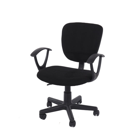 Home Office Chair in Black with Back, Fabric Seat & Base