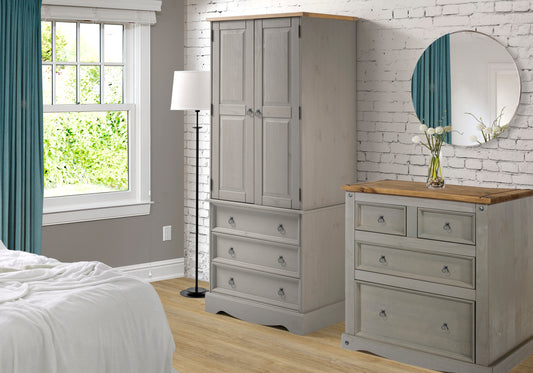 Corona Grey 2 Door 3 Drawer Wardrobe