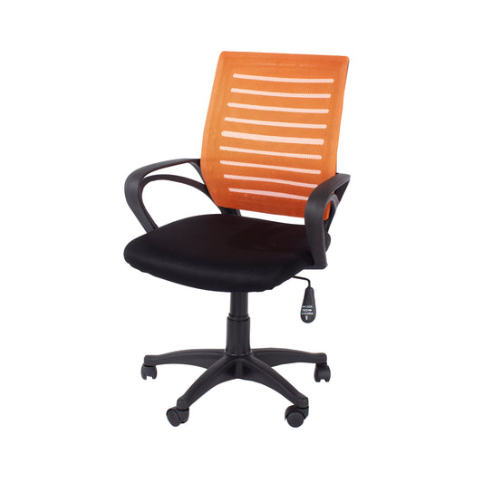 Study Chair with Arms, Orange Mesh Back, Black Fabric Seat & Base