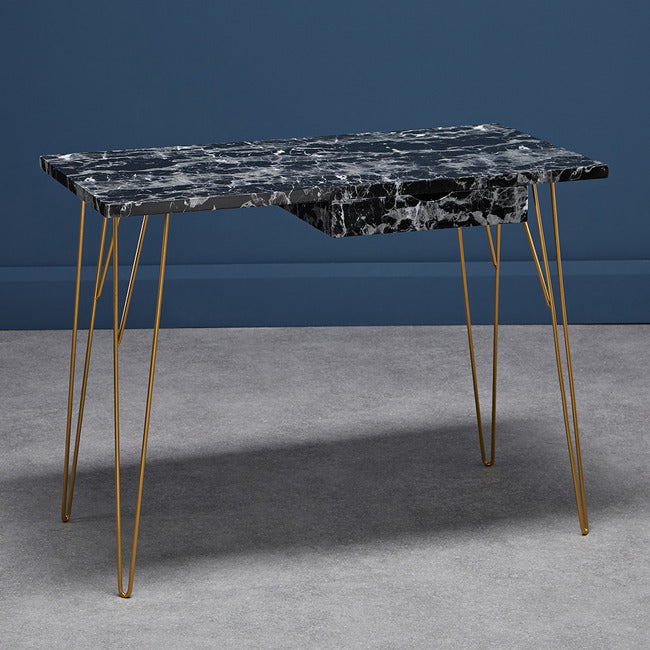 Fusion Desk Black Marble Effect