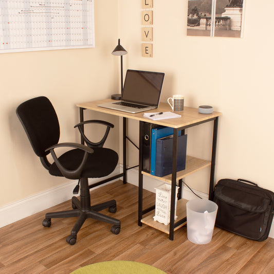 Home Office Set with Side Storage Desk & Black Chair