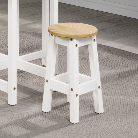 Corona White Pair of Low Breakfast Stools