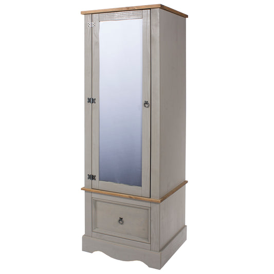 Corona Grey Armoire with Mirrored Door and Drawer