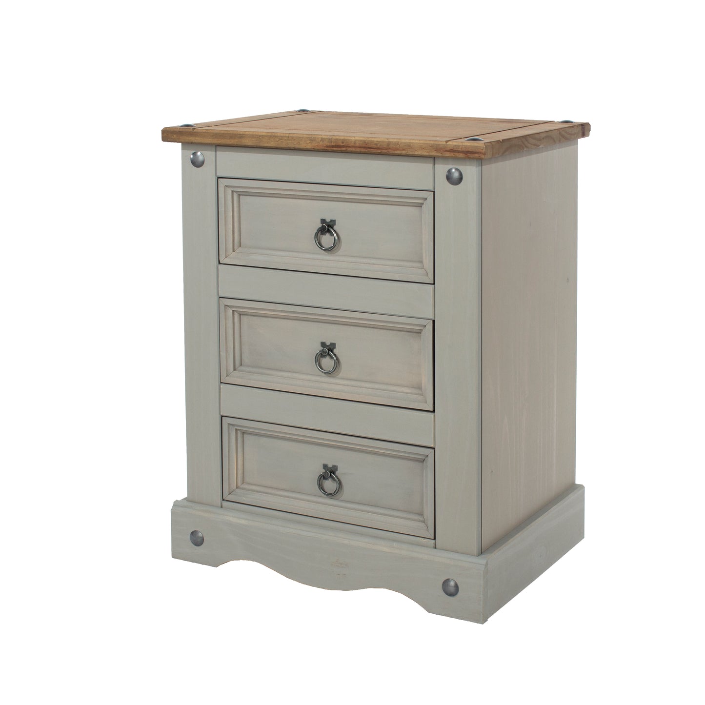 Corona Grey 3 Drawer Bedside