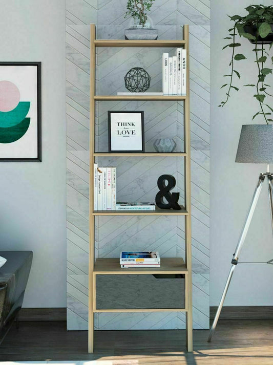 Manhattan Leaning 1 Drawer Tall Ladder Bookcase