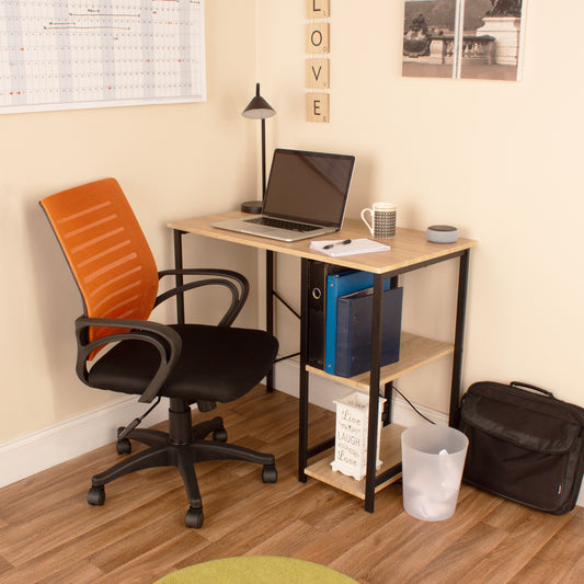 Home Office Set with Side Storage Desk & Orange & Black Chair