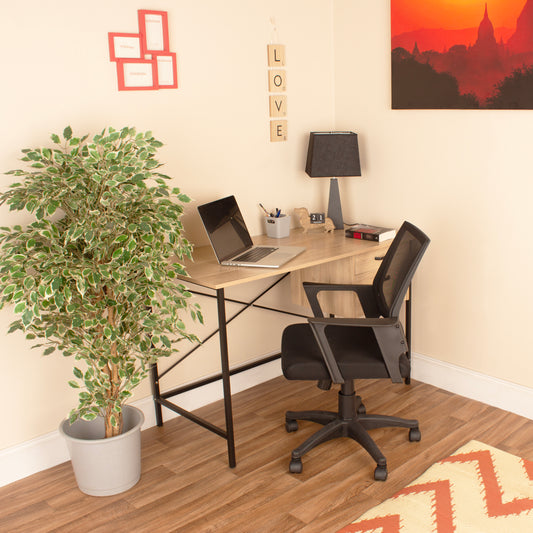 Home Office Set with 2 Drawer Desk and Black Mesh Back Chair