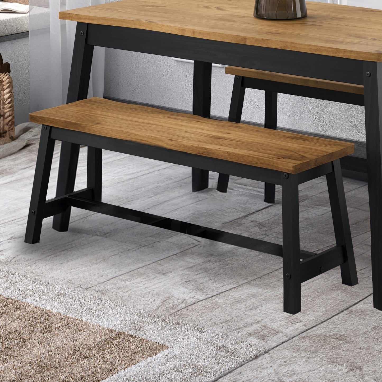 Corona Black Live Edge Large Dining Bench