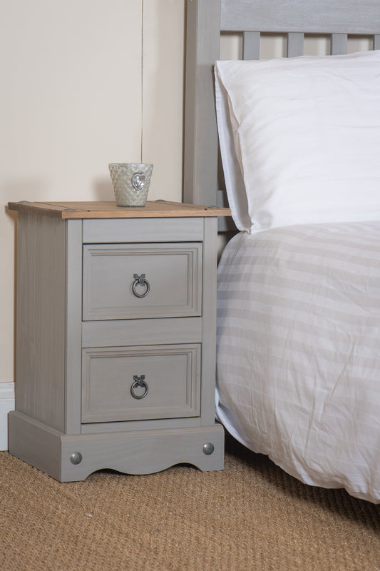 Corona Grey 2 Drawer Petite Bedside