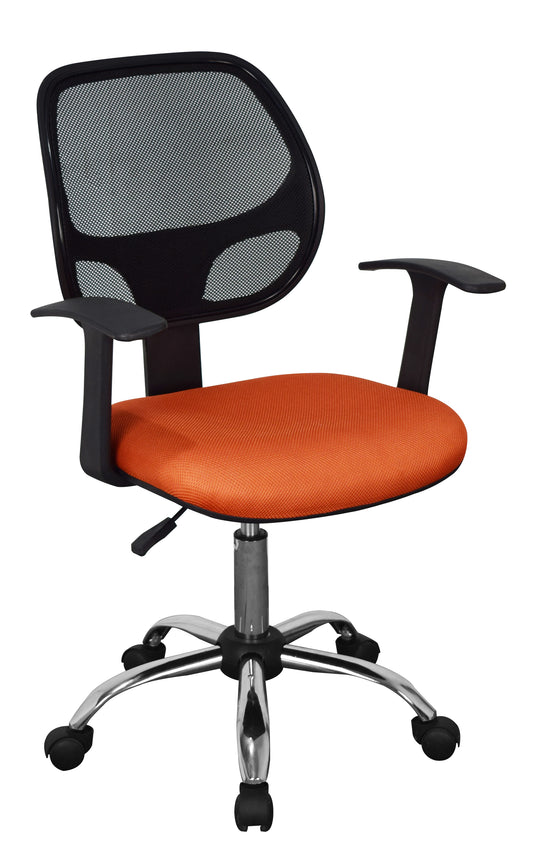 Home Office Chair with Black Mesh Back, Orange Fabric Seat & Chrome Base