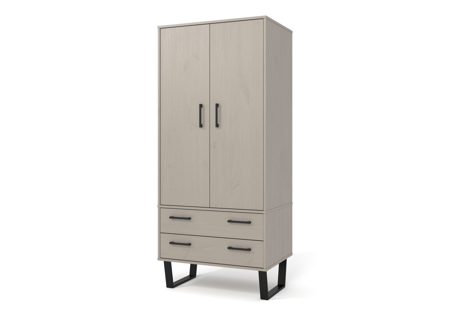 Texas Grey 2 Door 2 Drawer Wardrobe