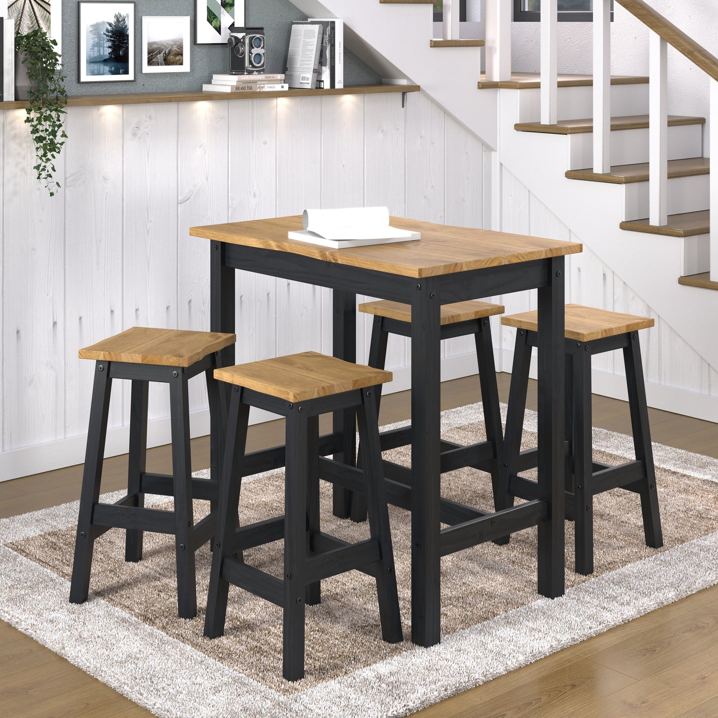 Corona Black Live Edge Large Dining Set