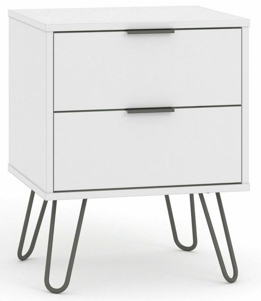 Augusta White 2 Drawer Bedside