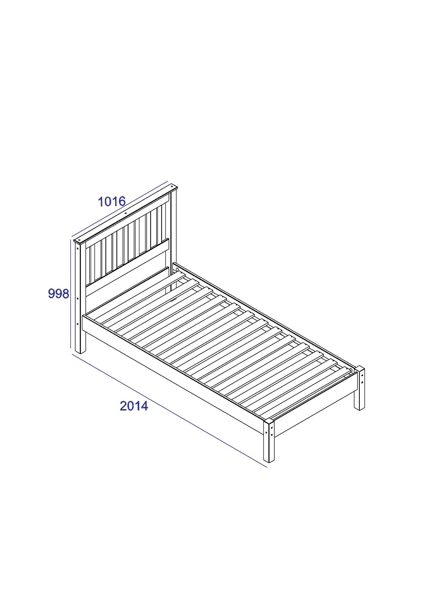 Augusta 3 Ft Slatted Low End Bedstead