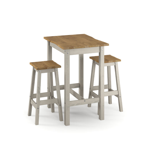 Corona Grey Live Edge Small Rectangular High Breakfast Bar Table & Bar Stool Set