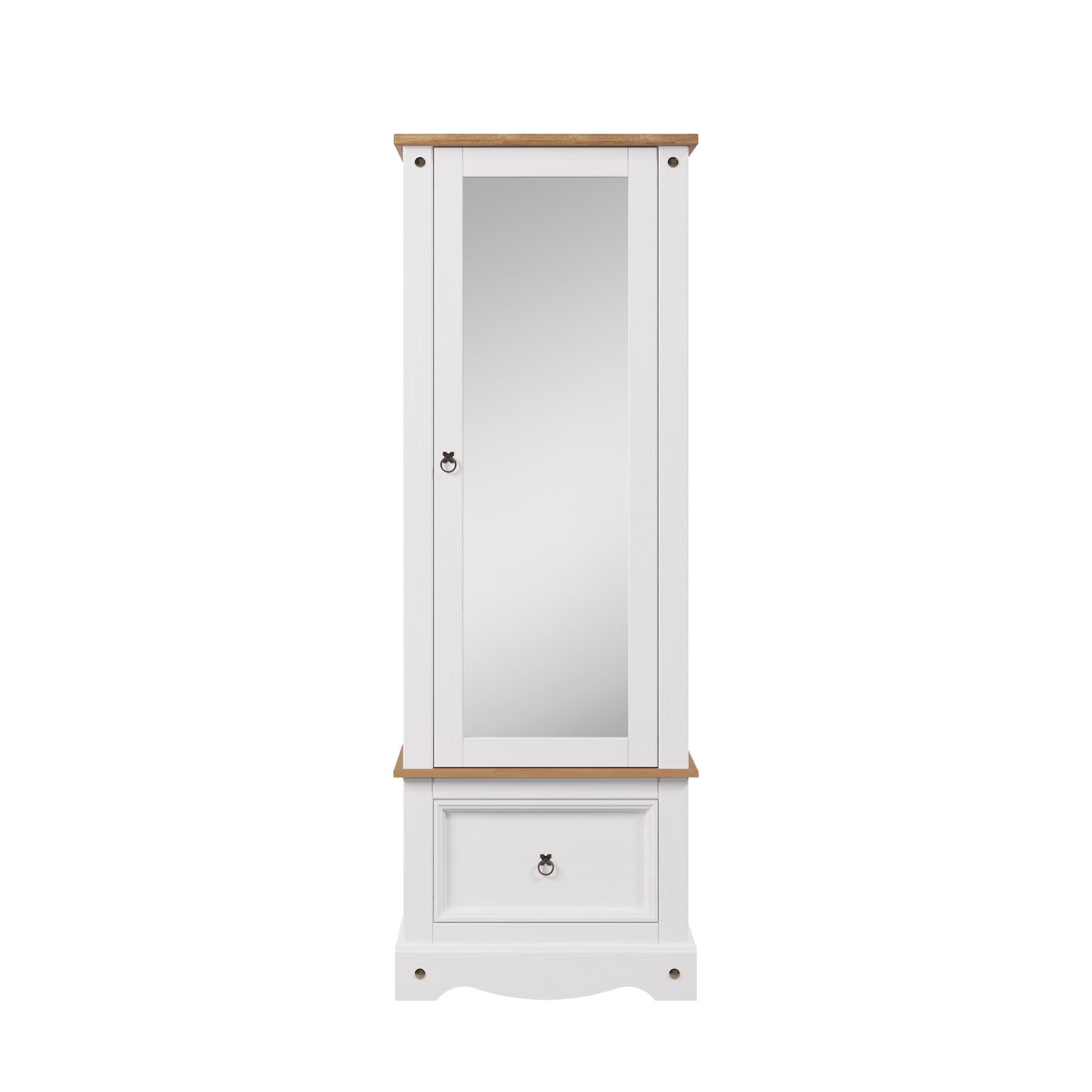 Corona White Armoire with Mirrored Door & Drawer