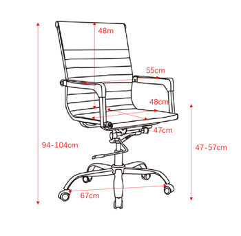 Home Office Chair with Contour Back, Black Faux Leather & Chrome Base