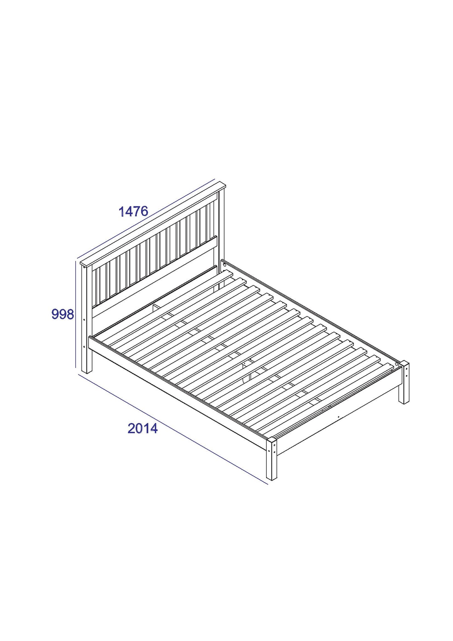 Augusta 4 Ft 6 Slatted Low End Bedstead