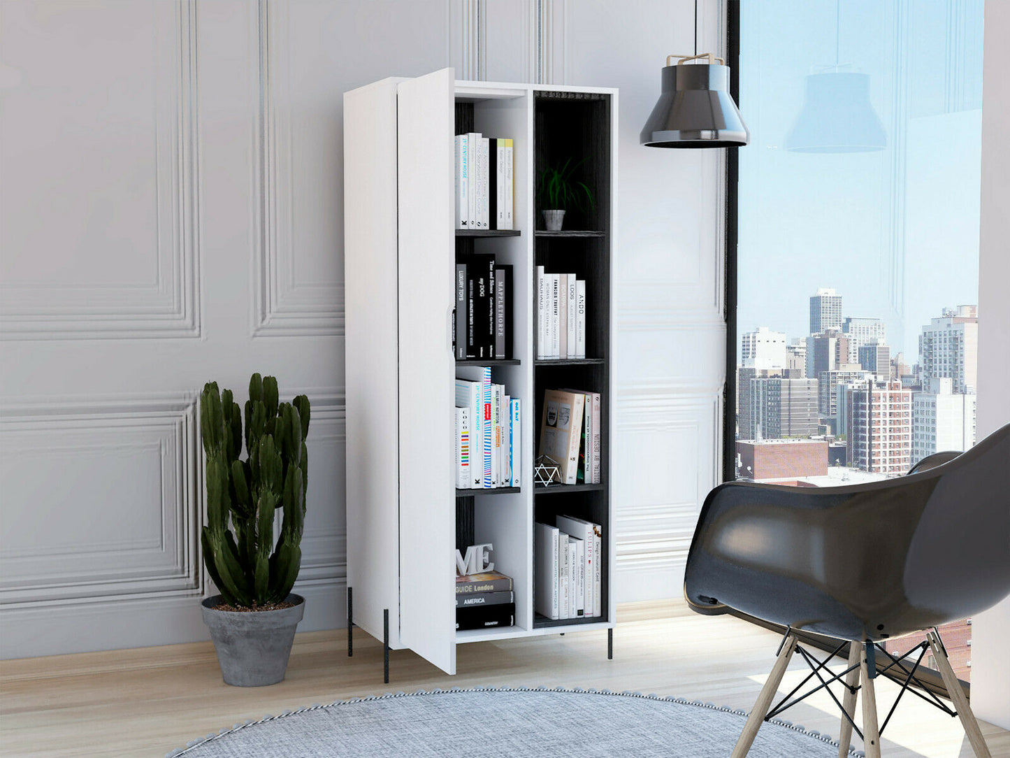 Dallas White Door Tall and Wide Bookcase Display Unit