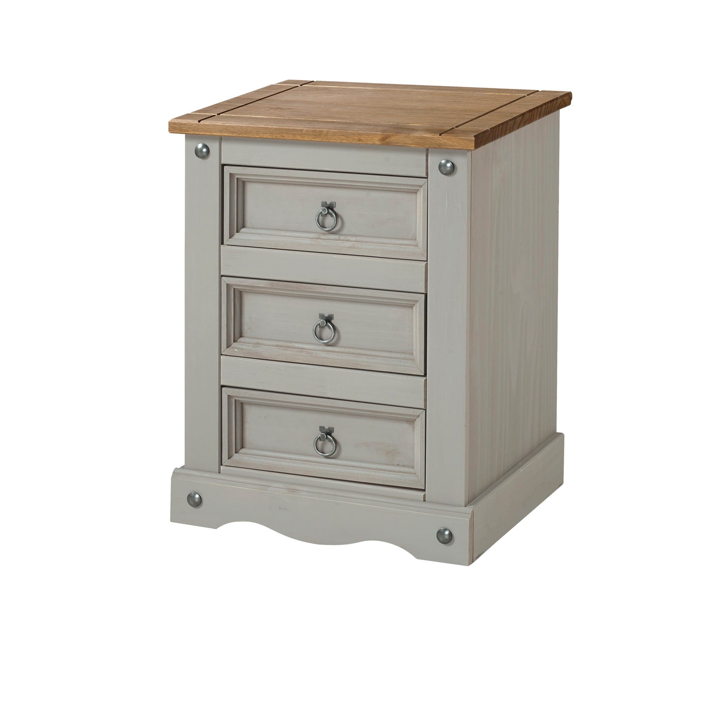 Corona Grey 3 Drawer Bedside