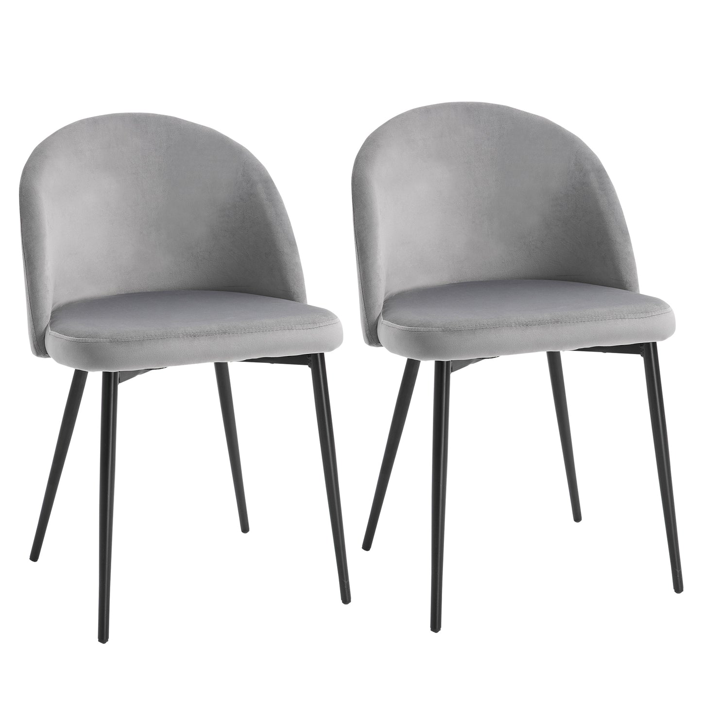 Contemporary HOMCOM Dining Chair with Soft Fabric Seat (Come in Pairs x2) in Grey