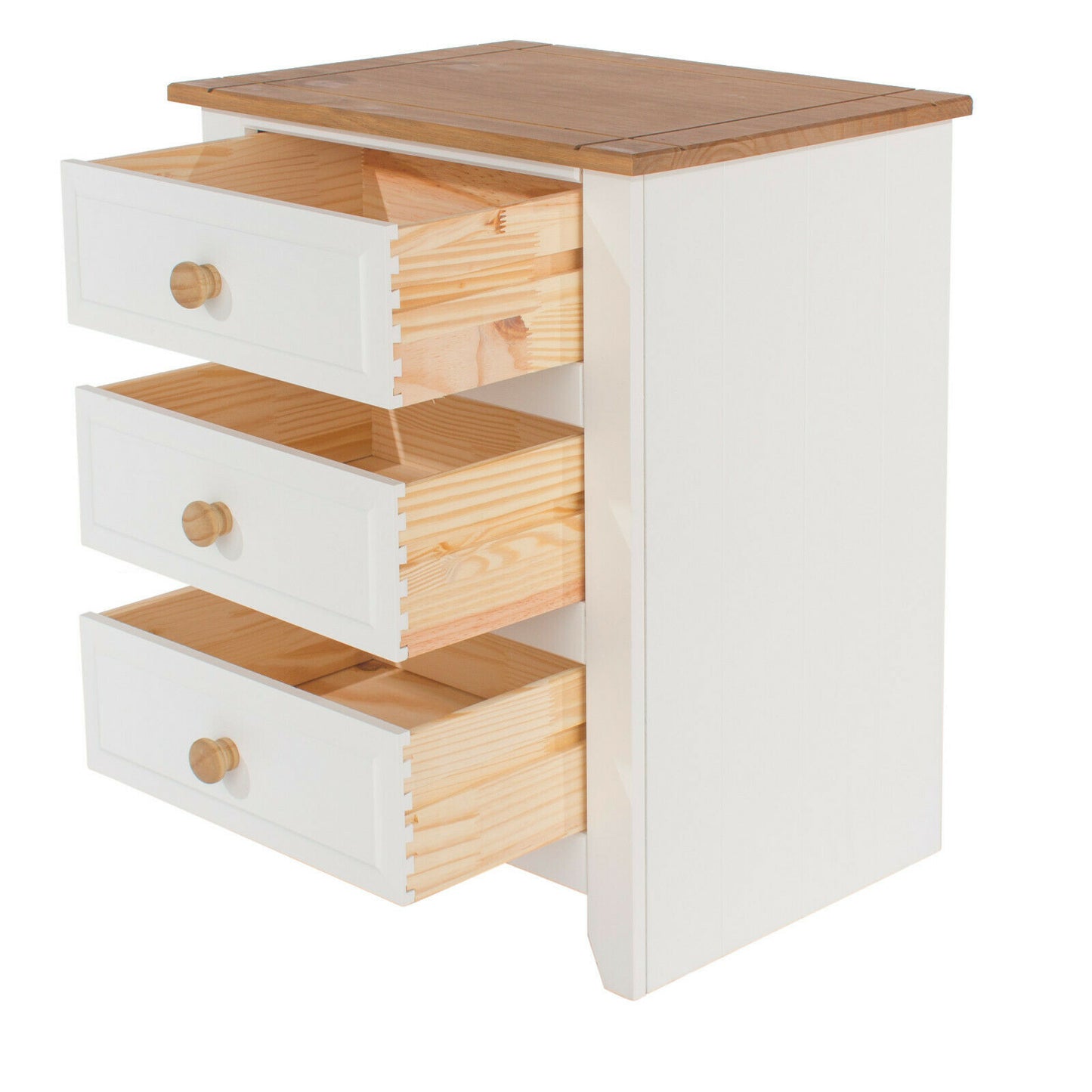 Capri White 3 Drawer Bedside