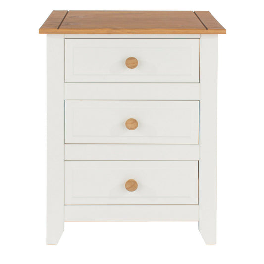 Capri White 3 Drawer Bedside