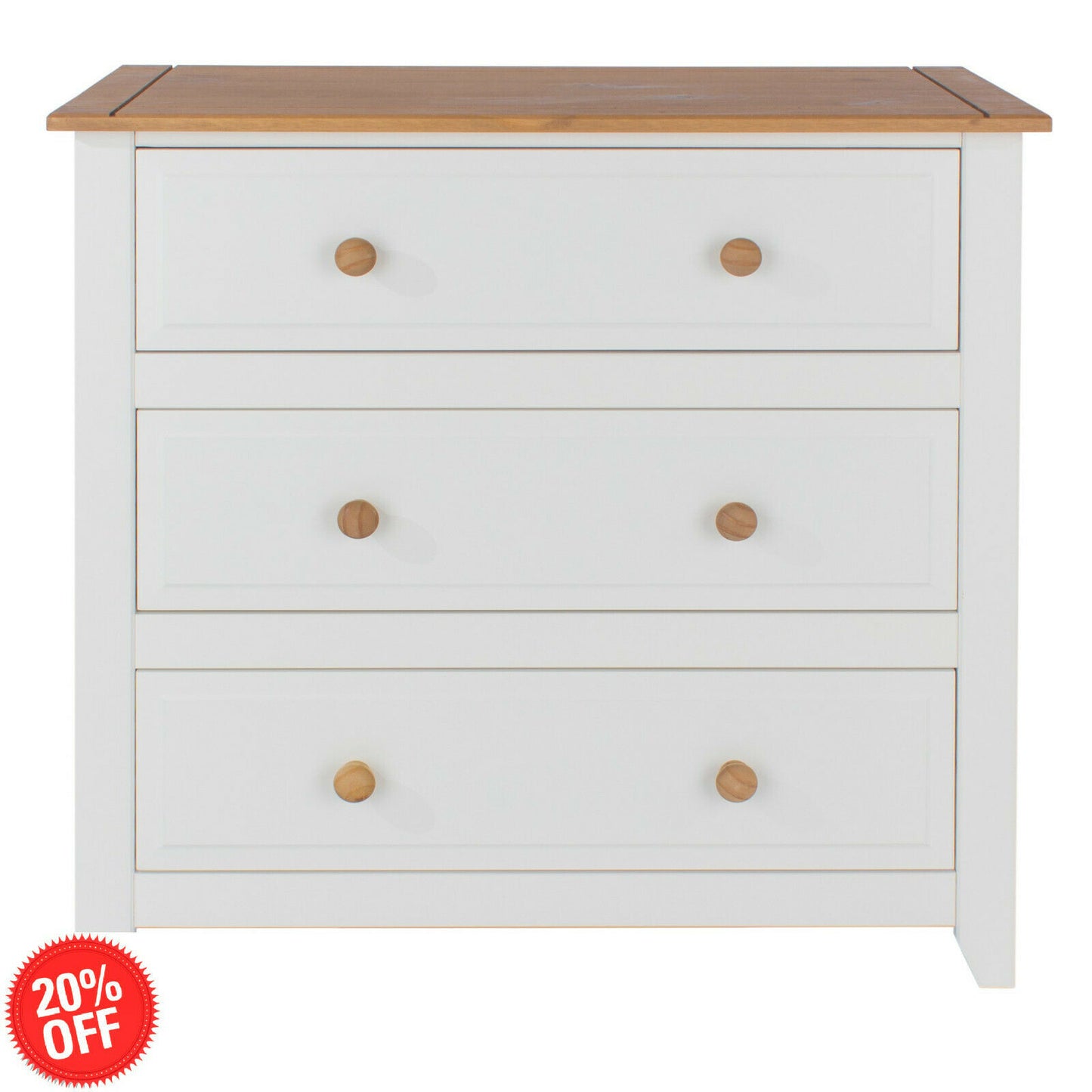 Capri White 3 Drawer Chest